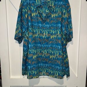 Tori Richard Vibrant Blue and Orange Casual Shirt